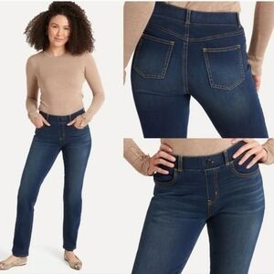 Betabrand Yoga Straight Leg 4 Pocket Dark Wash W1536-DVI Denim Jeans M PETITE